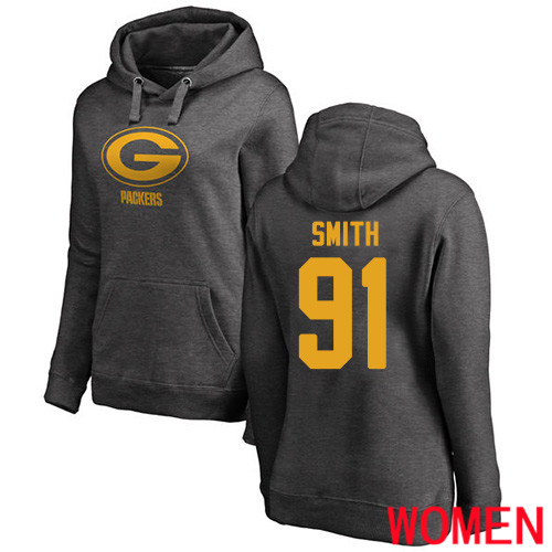 Green Bay Packers Ash Women #91 Smith Preston One Color Nike NFL Pullover Hoodie Sweatshirts